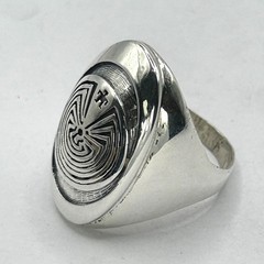Vintage 925 Sterling Silver ‘Man in the Maze’ Heavy Signed Ring Size 11.75