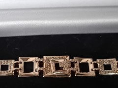 Vintage 1990-s Rolled Gold Zircons Bracelet- Hallmarked 585 RG!!