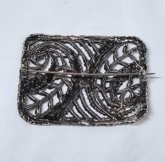 Antique Vintage 19th Century French Cut Steel Brooch Pin Art Deco