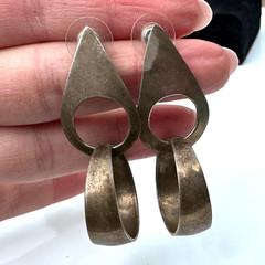 Vintage Mexico Taxco 925 Sterling Silver Geometric Teardrop Dangle Earrings #12