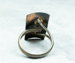 Vintage Hammered Copper Engraved with Pinecone Ring – Adjustable Size – Handmade