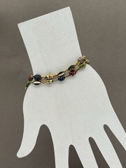 VTG Joan Rivers Egg Link Bracelet Set, Signed Multicolor Enamel Egg Bracelets