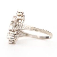Vintage Old European Cut Diamond Cluster And Yellow Gold Ring ART DECO DESIGN