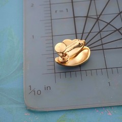 Vintage Cream Enamel Napier Screw Clip Back Gold Tone Earrings