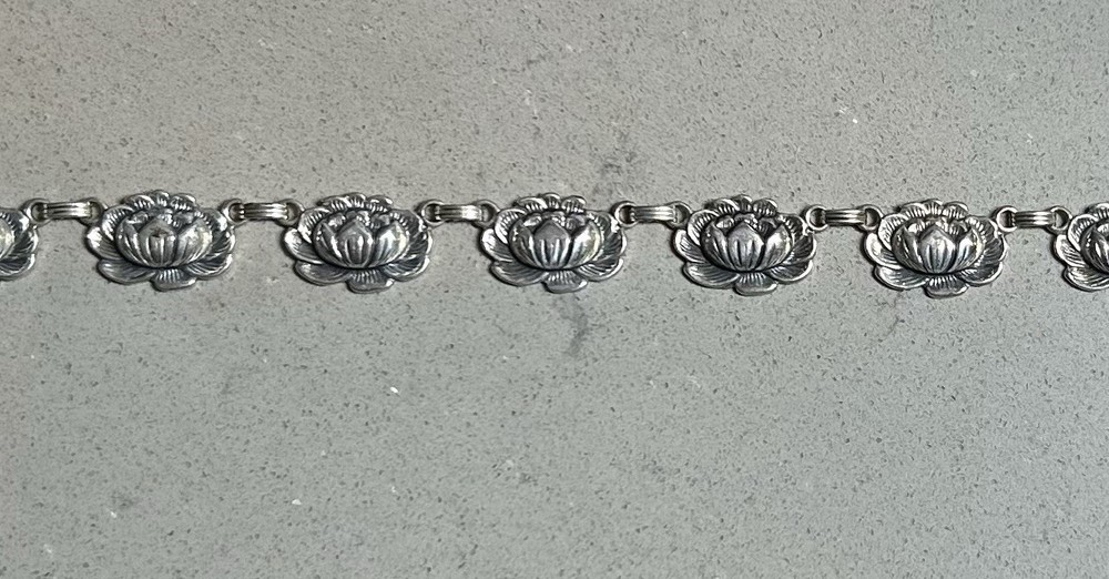 Vintage MCM Danecraft Sterling Lotus Necklace. 15in.