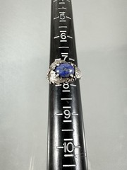 Vintage 925 Sterling Silver Lapis Detailed Grape Vine Leaf Design Ring Size 7.5