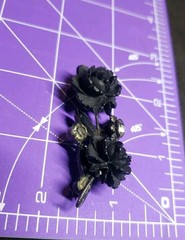 Vintage Juliana D&E Molded Plastic Rhinestone Flower Brooch Pin Mourning Jewelr
