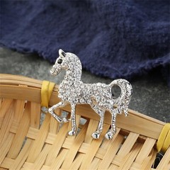 Rhinestone Horse Animal Brooch Pin for Women Girls Men Silver Plated Fashion …