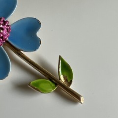 Vintage Signed ART Arthur Pepper Enamel Dogwood Branch Flower Brooch Blue Purple