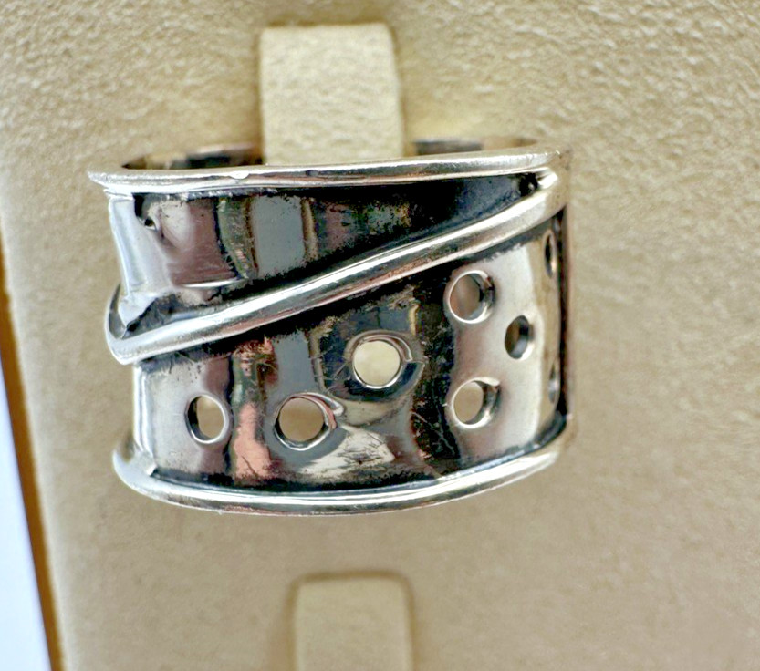 VTG Sterling Silver .925 Made in Mexico classic BOLD BAND deco ring, size 6.25
