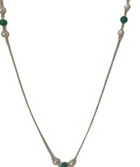 Vintage Necklace /Gold Tone- Faux Pearl and Faux Jade 1960’s / 32 In Length