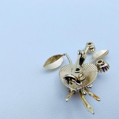 Vintage Floral Spray Brooch Gold Tone Faux Pearl Cottagecore Garden Party Flower