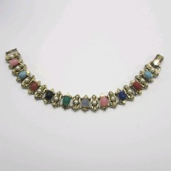 Vintage Egyptian Revival Bracelet Scarab Simulated Pearl CLASP METAL WEAR