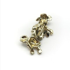 Vintage AB Rhinestone Green Eyed Poodle Dog Gold Tone Brooch Pin