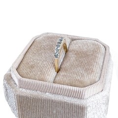 Art Deco 14K Gold White Topaz Pave Set Band Gold Ring, Size 7
