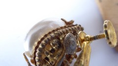 Miriam Haskell Earrings Baroque Faux Pearl Gilded Floral Clip-On Vintage 2400513