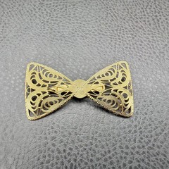 Vintage Brooch Gold Tone Filigree Bow Art Deco Style Pin Ornate Fashion Jewelry