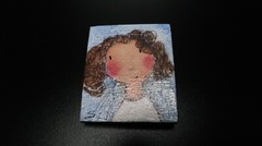 Vintage Hand Painted Girl Brooch 4.5cm x 3.8cm BB1