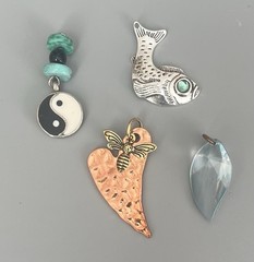 VTG Lot 10 Pendants Mixed Materials Cloisonné Acrylic Metal Enamel
