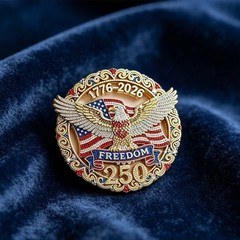 1776-2026 USA 250th Anniversary Brooch Freedom Eagle American Flag Rhinestone Pi