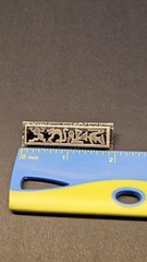 Vintage 925 Sterling Silver 10K Gold Mayan Aztec Figural Bar Brooch Pin 6 Grams