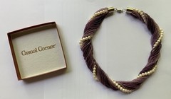 Vintage Casual Corner Twist Bead Necklace 1980s – Purple Pink Beads Pearls – 19”