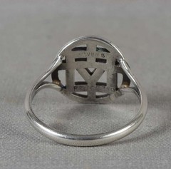Vintage sterling silver & enamel RING ALCHEMY SYMBOLS Size 8.5