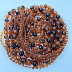 Vintage Necklace Multi Strand Beaded Long Flapper Lucite Root Beer/Cognac 48″