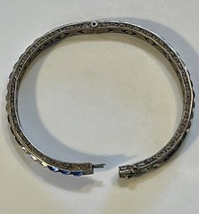 1930s Art Deco Channel Set Foiled Glass Sterling Silver Bracelet **FOR REPAIR**