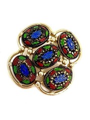 Sarah Coventry MOROCCAN Light of The East PIN BROOCH Glass Cabochons VTG 1968