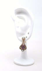 Vintage Avon Queensbury Earrings Gold Tone Faux Amethyst and Pearls 1974
