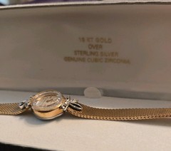 Vintage 18Kt Gold Over Sterling/CZs Duchess LA Marque Ladies Watch