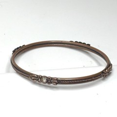Antique Victorian Era Child’s Bangle Braided Floral Bracelet Inset Rhinestones