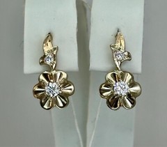 Vintage Original Natural Diamond 0.24 Ct Rose & White Gold Earrings 583 14K