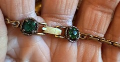 Vintage 1952 Hollycraft Glass Rhinestone Necklace Green Clear