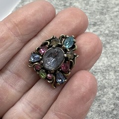 Hollycraft COPR 1950 Pastel Rhinestone Brooch Vintage Jewelry