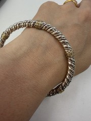 Vintage Bracelet Oscar De La Renta Bangle Silvertone Mixed Metal Heavy 7.75