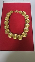 Vintag Honeycomb Link Gold-tone 18 1/4″ Runway Chunky Statement Necklace