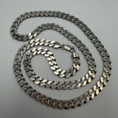 Vintage 925 Sterling Silver Cuban Curb Chain Necklace Men’s Heavy 57.2g 64cm