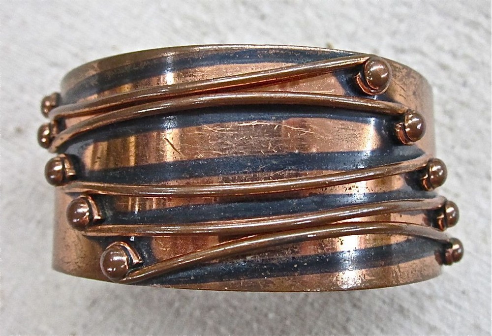 Vintage 40s 50s 100% COPPER CUFF bracelet VLV 1 sz fits all!