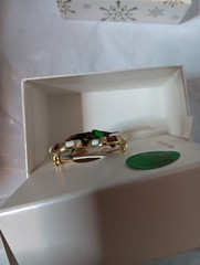Holiday Lane gold-tone candy cane brooch pin,