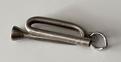 Vintage Sterling Silver Bugle Musical Band Brass Horn Instrument Pendant Charm