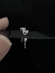 Vintage Clear 5mm Crystal Earrings Solitaire Pierced Studs 4-Prong Silvertone *