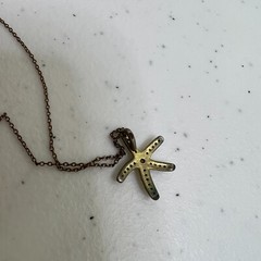 Carol Lee Starfish Necklace Gold Tone Rhinestone Chain Pendant Charm Star