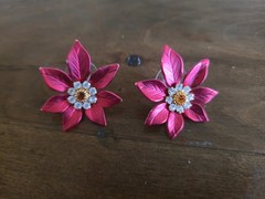 Vintage Poinsettia Brooch And Earrings For Winter/Christmas