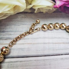 Vintage Unsigned Gold Tone Metal Beaded Necklace Metal Beads on Chain Choker