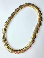 Vtg Segmented Snake Link Necklace 80s 90s Wide GoldTone Light 18″ Retro Choker