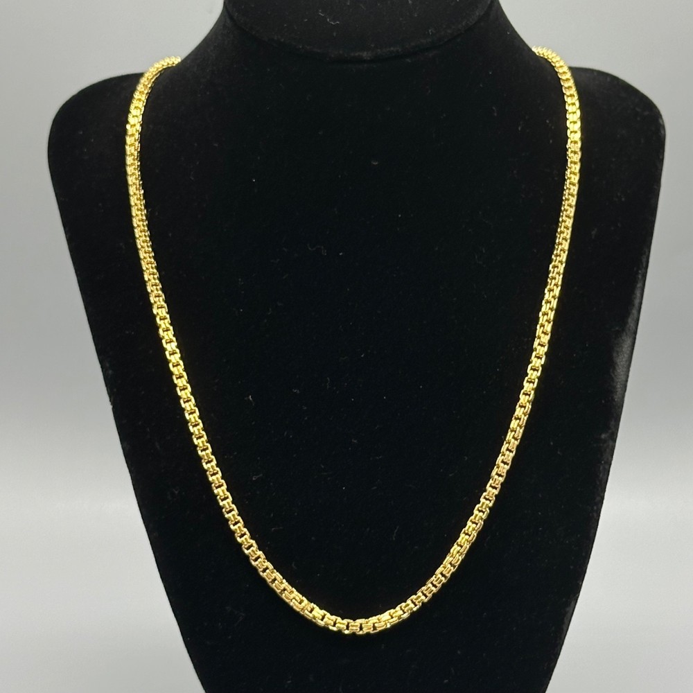 Monet Gold Tone 26.5″ Box Chain Link Necklace City Urban SIGNED
