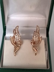 Vintage 1990-s 14 Ct Rolled Gold Zircons Earrings-Hallmarked 585 RG