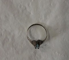 Vintage Art Deco .925 Sterling Silver Blue Topaz Marquise Cut Ring